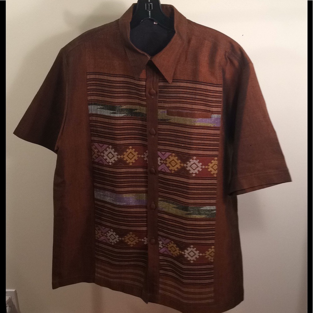 Men's Hand Crafted Stitched Boho Linen Shirt XL
